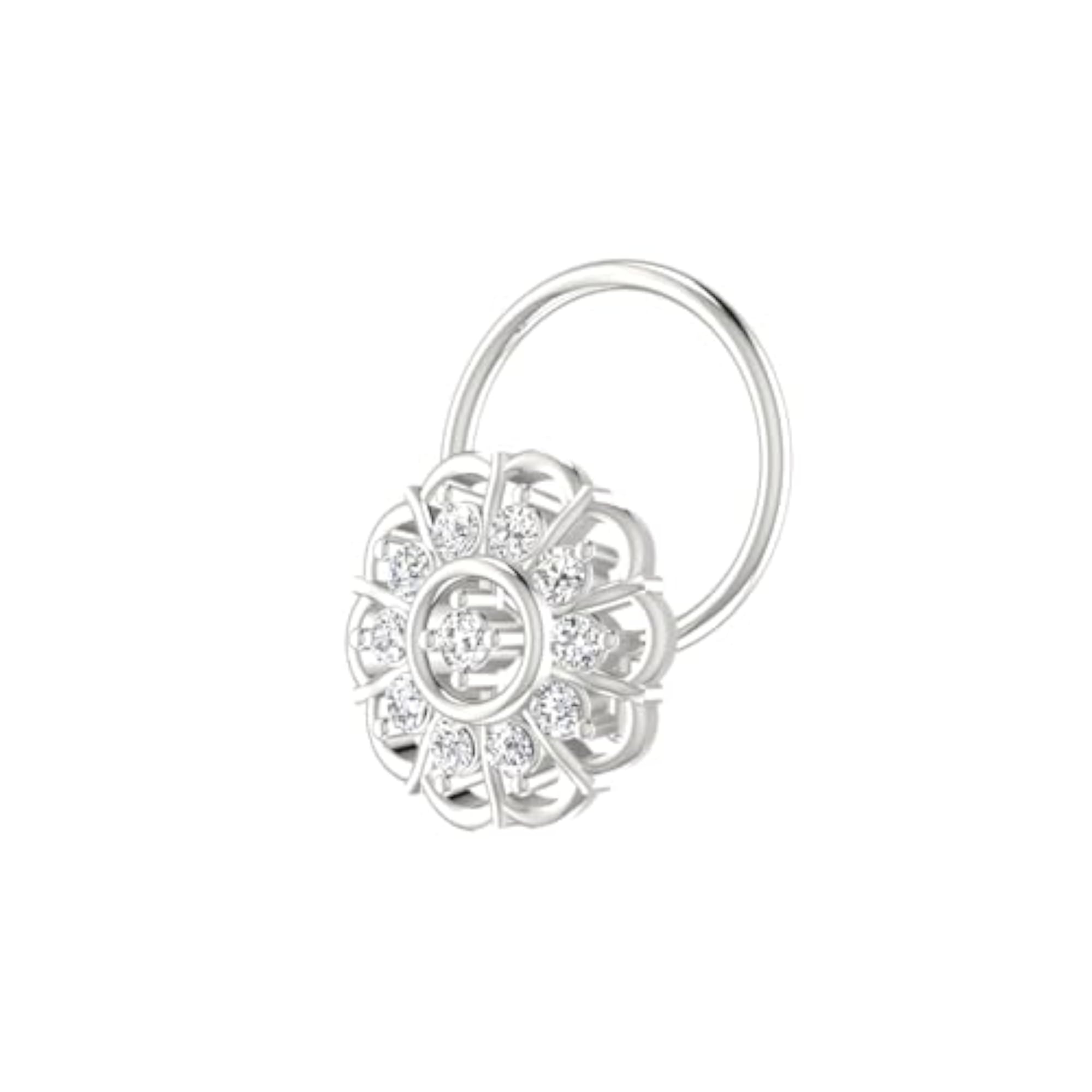 9K BIS Hallmarked White Gold Stud Nosering